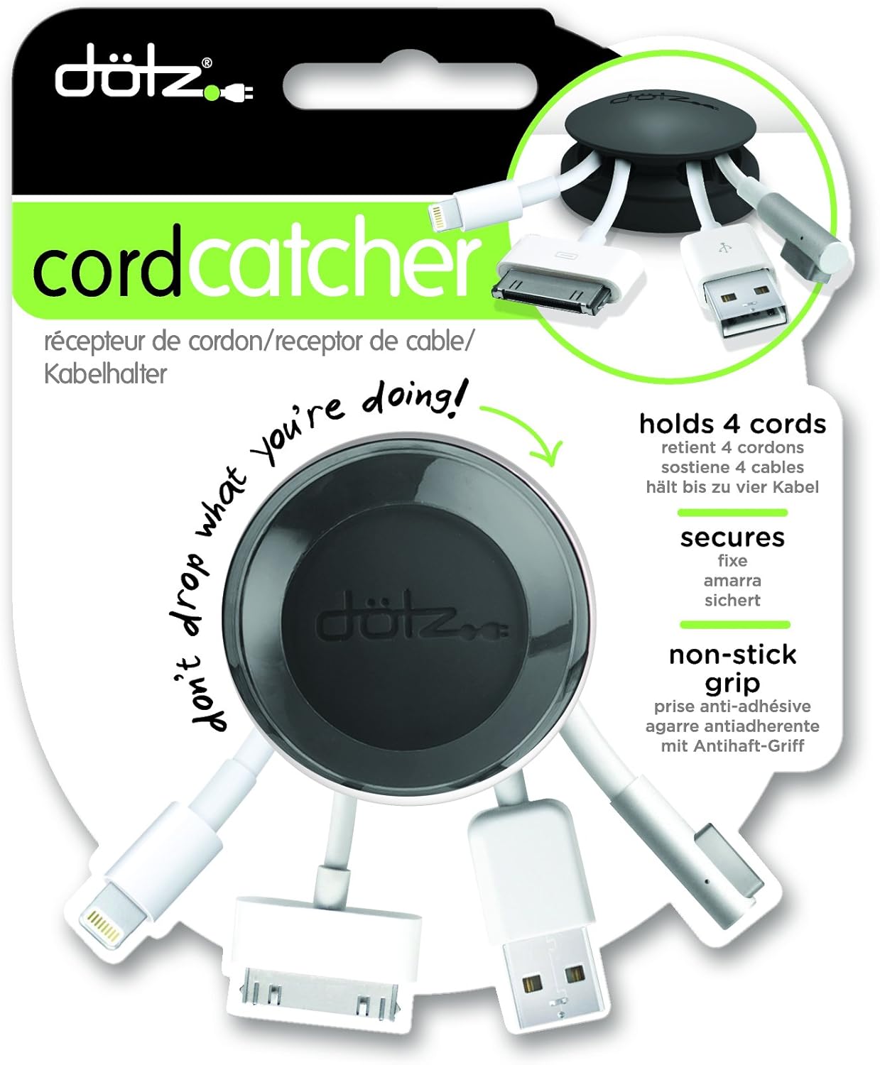 Amazon Com Dotz Cord Catcher For Cord And Cable Management Black Dcc40m Ck Wire And Cable Organizers Home Audio Theater