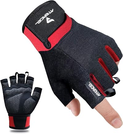 ATERCEL Weight Lifting Gloves Red Snug Fit Breathable for Men Women