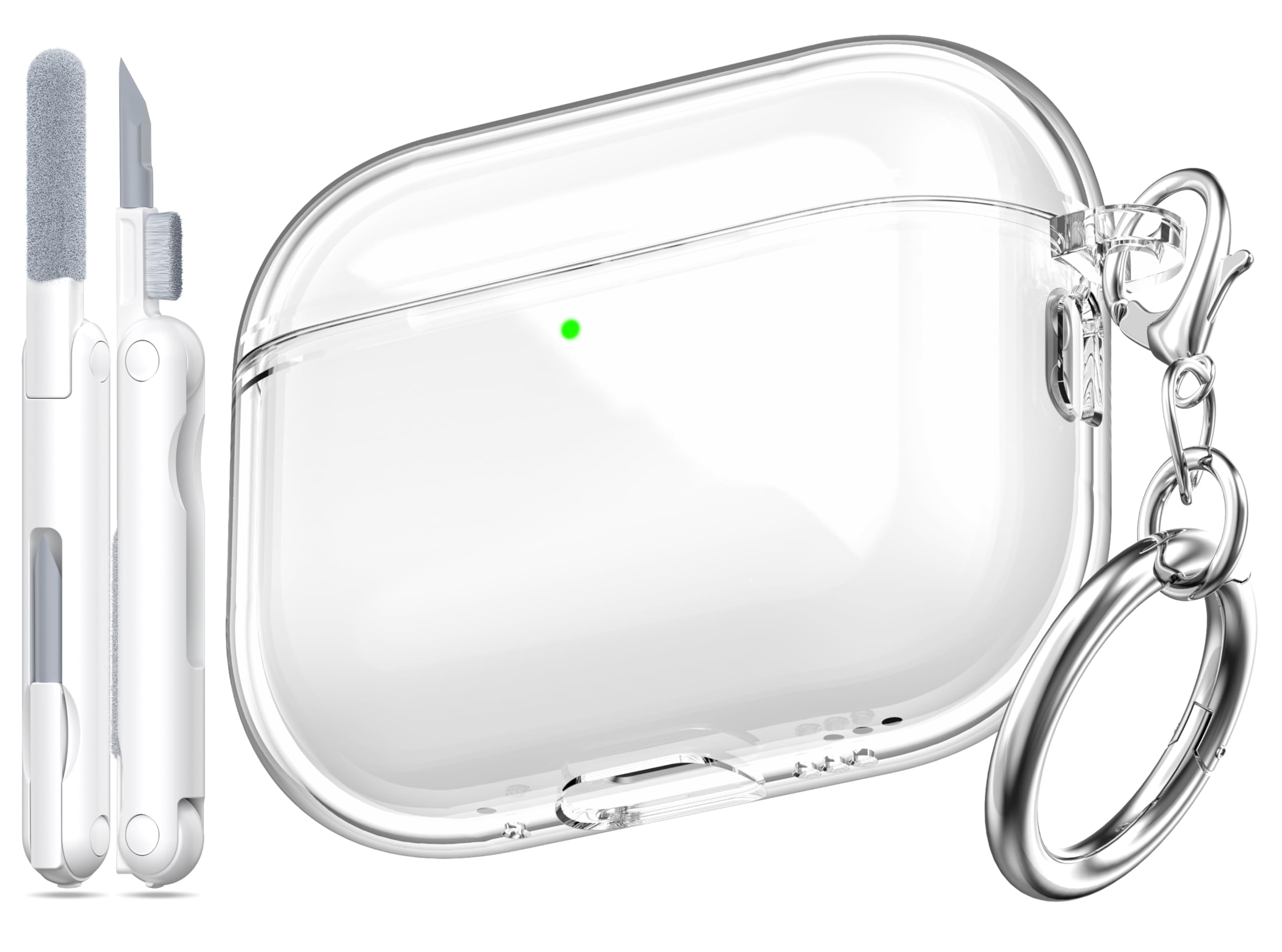Photo 1 of MHYALUDO for AirPods Pro 3 Clear Case 2025, Military-Grade Shockproof, Soft TPU Highly Transparent Anti-Yellowing for AirPods Pro 3 Case with Cleaning Kit & Cute Round Buckle, Clear White