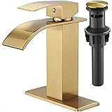HOIGY Gold Bathroom Faucet Waterfall, Brass