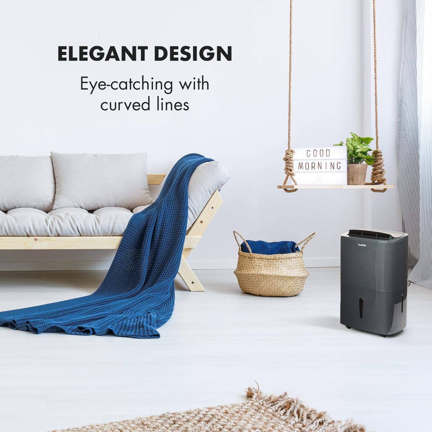 Klarstein DryFy20 Déshumidificateur • Déshumidificateur de pièce • 420 W • 20 L/24h • Pièce de 40-50 m² • DrySelect • Mode silencieux • Seulement 45dB • Gris