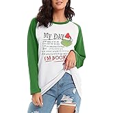 T-Shirt Women Long Sleeve Stole Christmas Funny Printing Unisex Style Girls Ladys i m Booked (US, Alpha, XX-Large, Regular, Regular, Green)