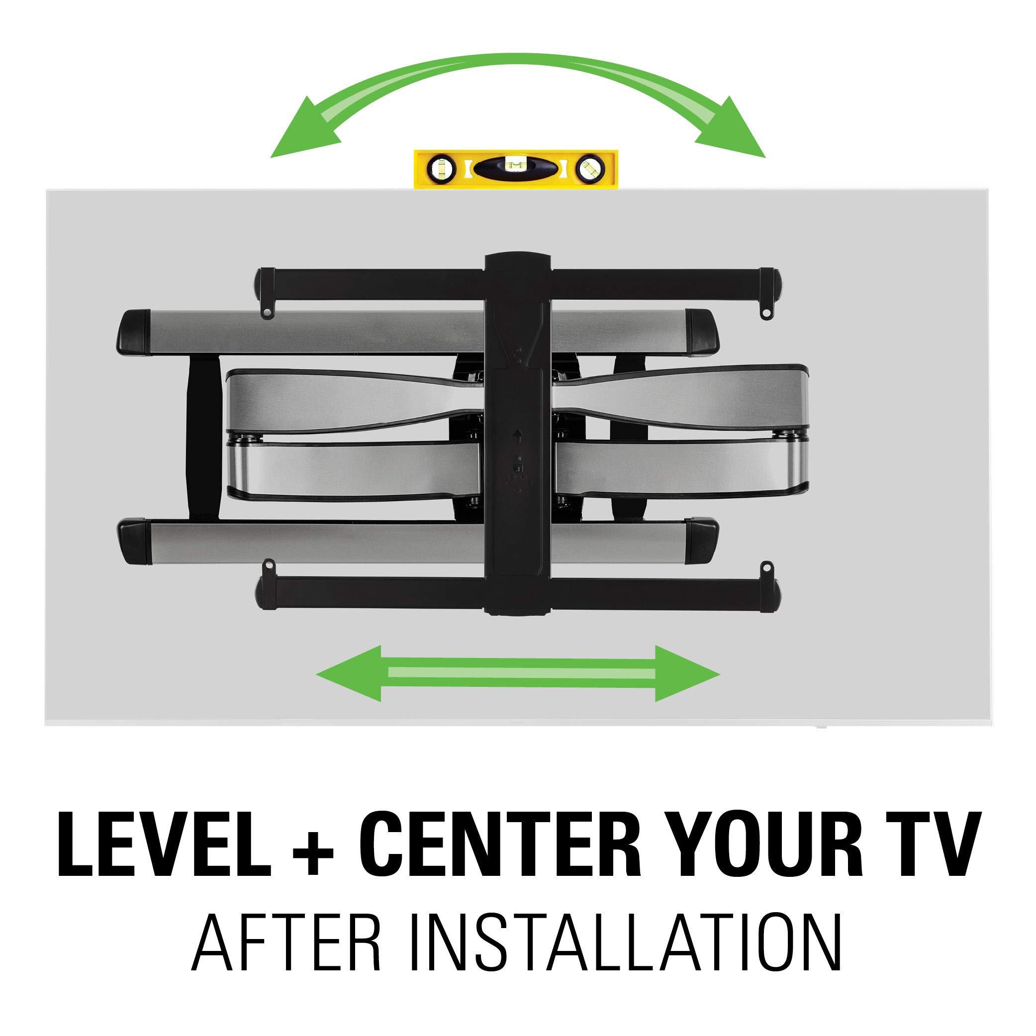 SANUS Full Motion TV Wall Mount for 42” to 90” TVs up to 125lbs – Extend, Swivel, Tilt TV Mount - Easy 3-Step DIY Install - Brushed Steel Finish