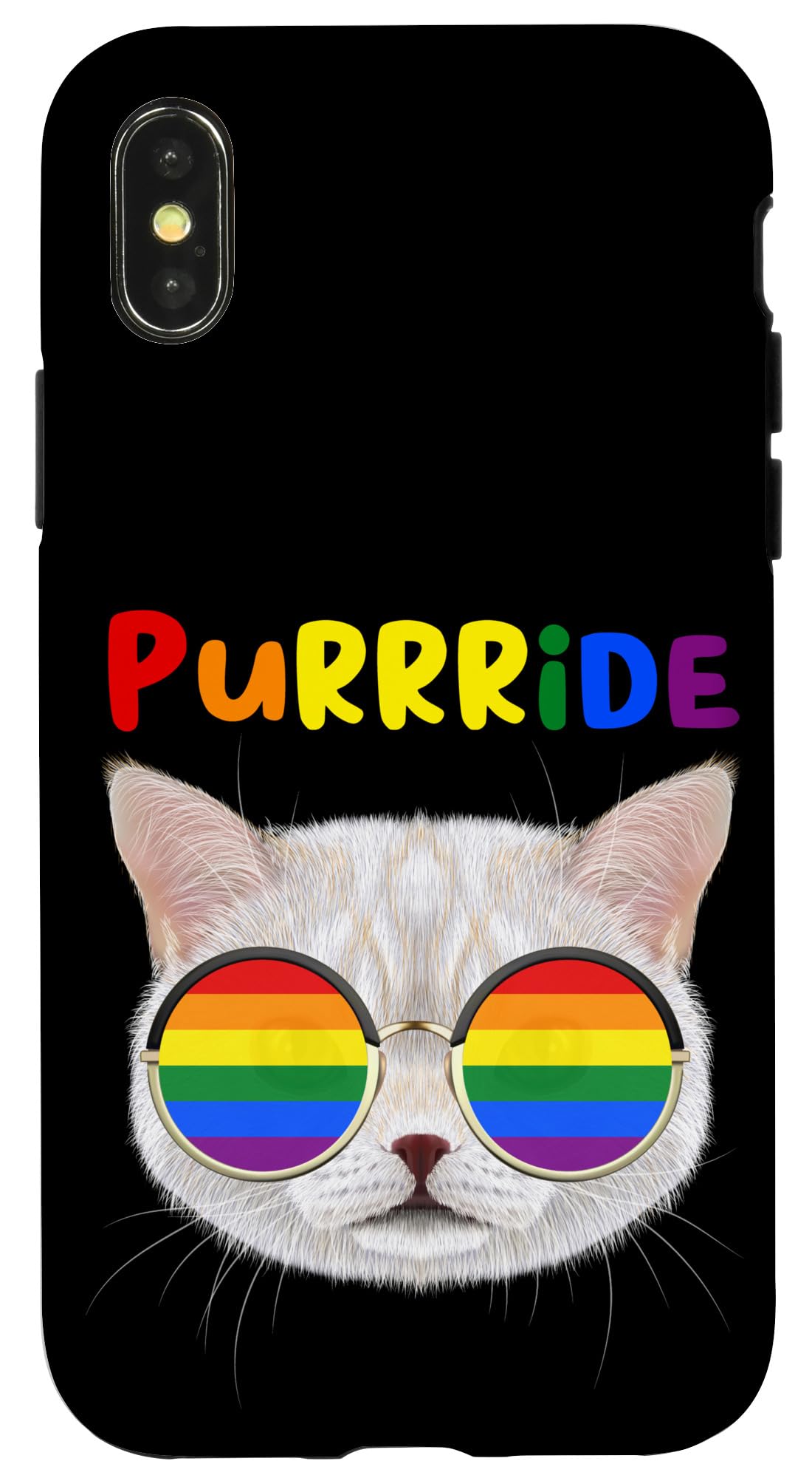 iPhone X/XS Purride Funny Cat Gay Pride Ally Rainbow Sunglasses LGBTQ Case