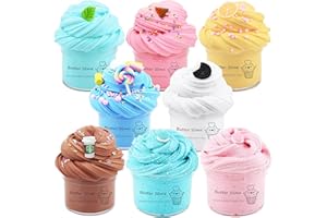 HOGFIT Butter Slime Kit for Girls 8 Pack, Party Favors with Watermelon, Coffee, Mint, Candy, and Lemon Slime, Stretchy and Non-Sticky, Stress Relief Toy for Boys, Easter Basket Stuffers