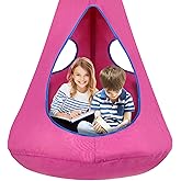 Kids Nest Swing Chair, Hanging Hammock Chair with Detachable Play Tent for Outdoor and Indoor Use (32" D x 52" H), Sensory Swing for Kids (Pink)