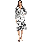 Maggy London Womens Long Sleeve V-Neck Twist Waist Fit and Flare Cocktail Dress for Women
