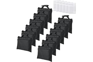 ifkdnr 12 Packs Sandbags with 12 PE Bags, Heavy Duty Sand Bags, Sand Bags for Weight with Zipper and Buckle Straps for Support Light Stand, More 2/4/6/8/10/12 Packs Sand Bag to Choose.