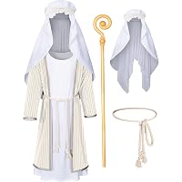 Kids Shepherd Costume - Jesus Robe Biblical Nativity Outfit For Boys, Ages 4-12