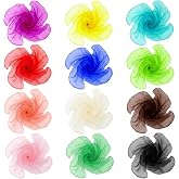 InnoHHustle 12 Pcs 50s Retro Chiffon Scarf for Women, Sheer Square Neck Head Scarf Lightweight Juggling Dance Scarves, 23.6 Inch Solid Color Bandana Ribbon Scarves