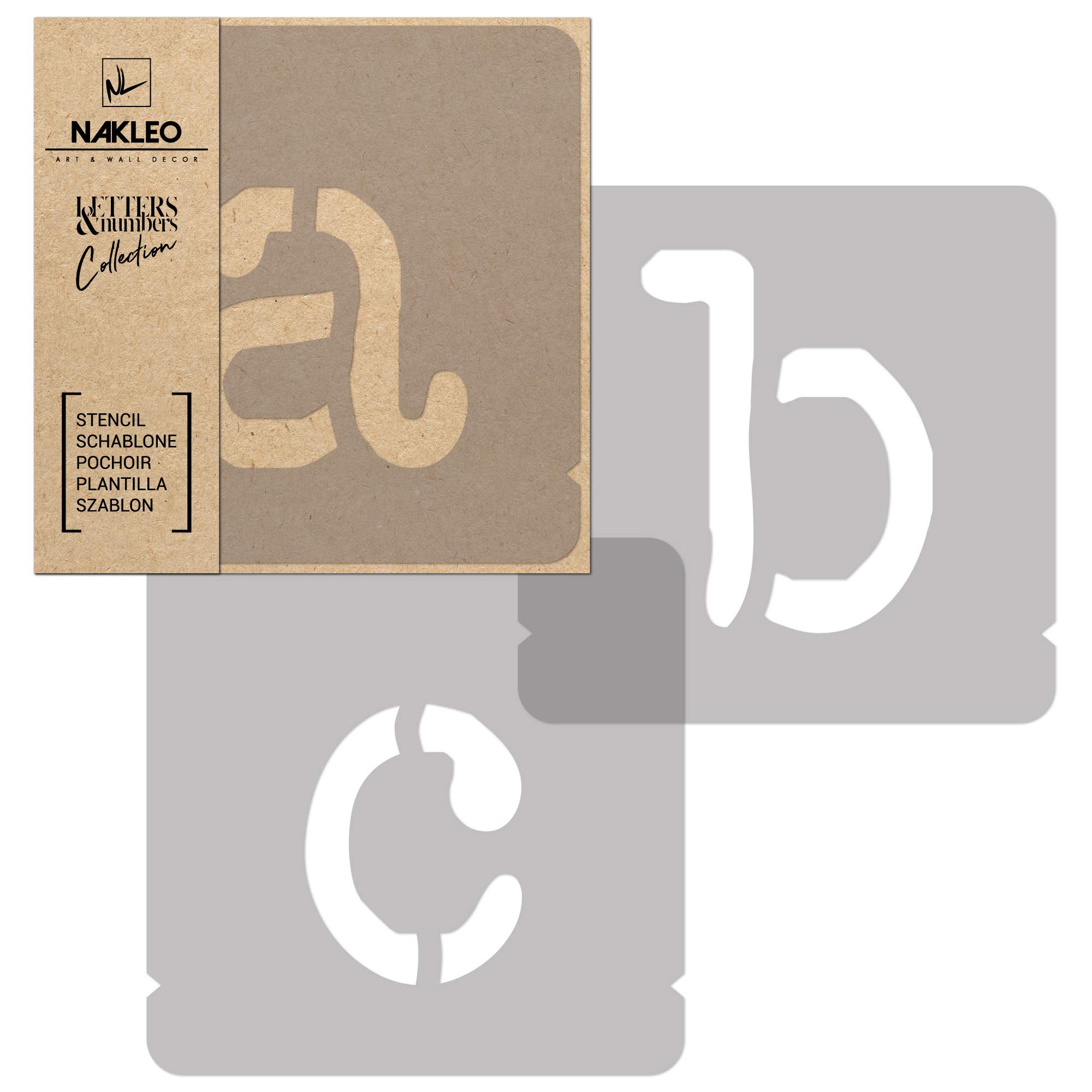 NAKLEO Alphabet Painting Stencils Set 42 Pcs, 14 cm Letters & Numbers Typewriter Small Font, Reusable Plastic Drawing Templates for Crafts, DIY Wall Floor Wood