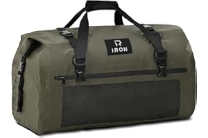 BORLENI Waterproof Motorcycle Dry Duffel Bag Luggage Tail Bag with Large Storage Space,Roll Top Closure, Shoulder Straps, Inner Pocket and Mesh Pocket for Motorcycling Travel Camping (Army Green,30L)