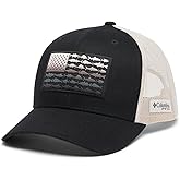 Columbia Unisex Unisex PFG Fish Flag Mesh Snap Back Hat, Black/Dark Stone, One Size
