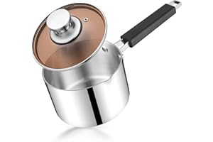 HaWare 1 QT Saucepan, Stainless Steel Cooking Pot with Lid, Small Soup Pot Milk Pan with Heatproof Handle, Non-Stick Cookware