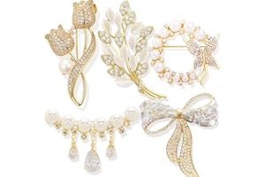 5PCS Brooches for Women, Rhinestone Brooch Pins Vintage Style Dress Pin Elegant Decorative Broches