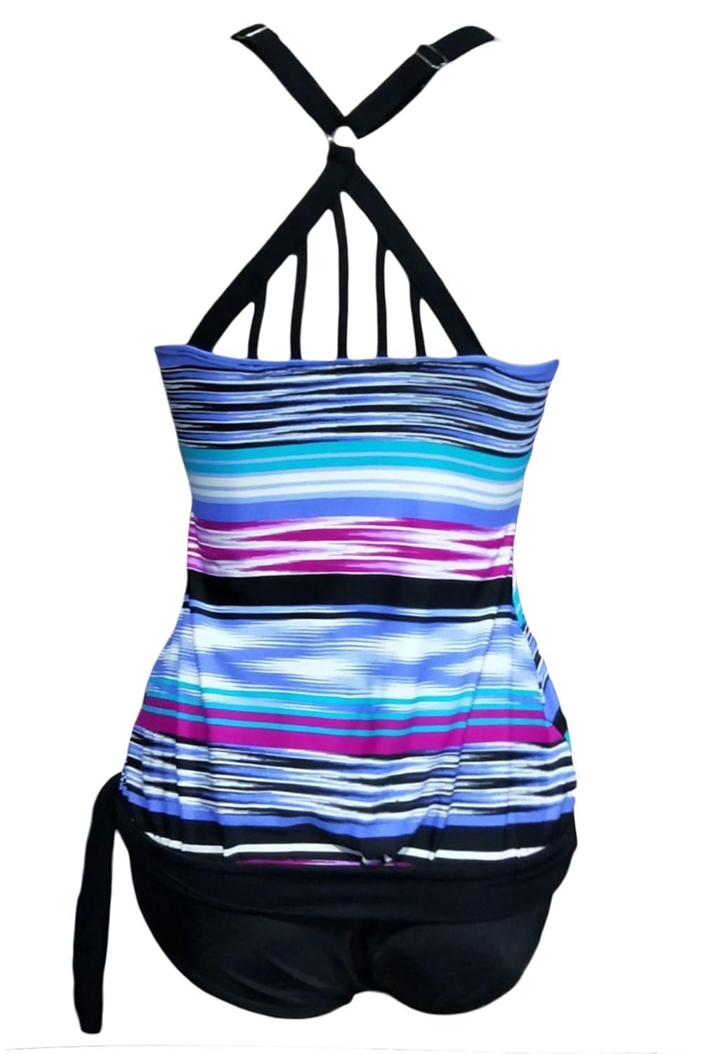 boldgal women's swimwear strappy tie dye tankini (multi-coloured)