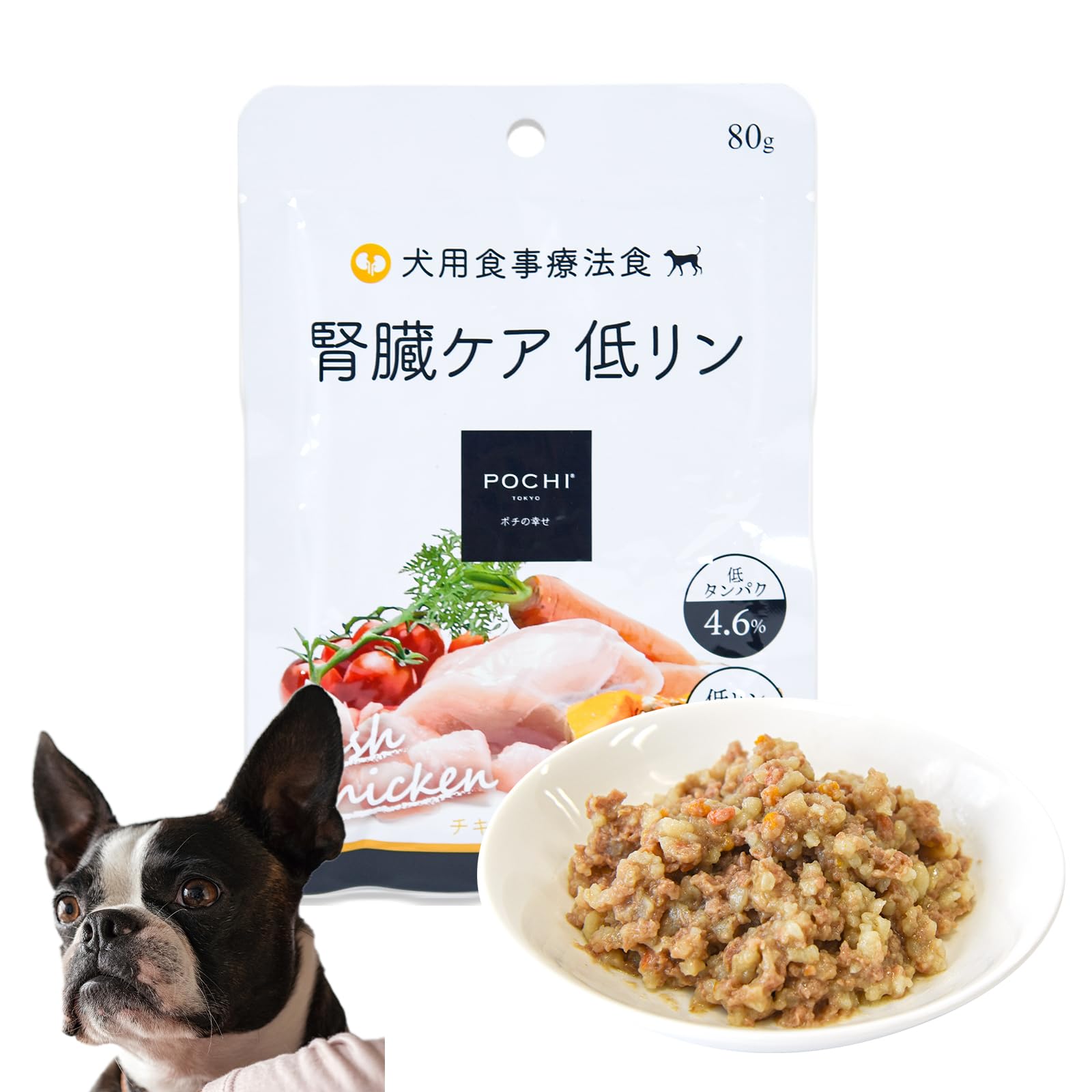 POCHI 食事療法食 ウェット 腎臓ケア チキン 80g×1個 ポチ 国産商品画像