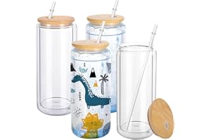 YOUKE OLA 4 Pack Double Wall Pre Drilled Cups for Snow Globe glitter Clear 16oz