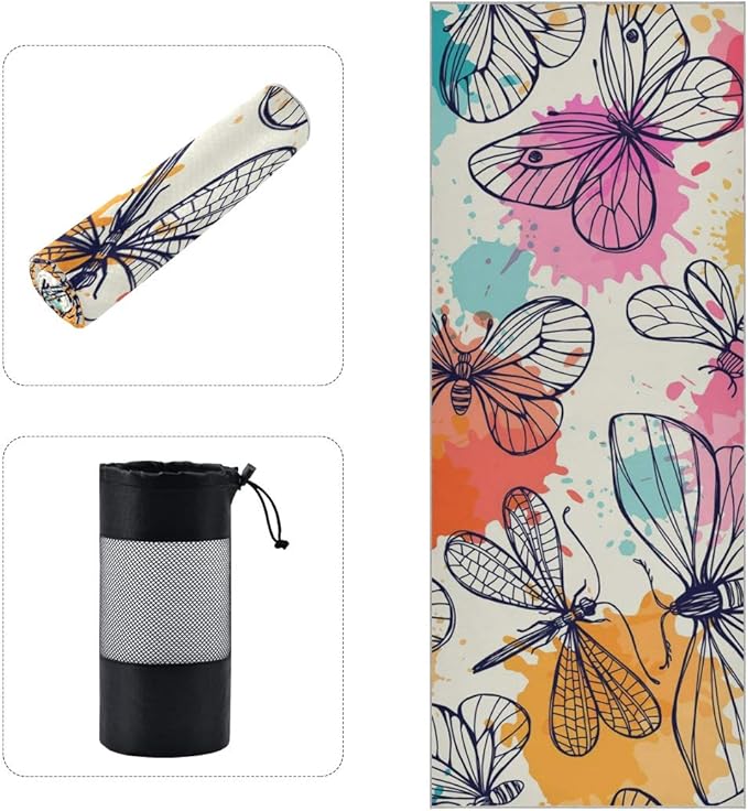 BOOBERT Hot Yoga Towel Non Slip Beautiful Butterfly and