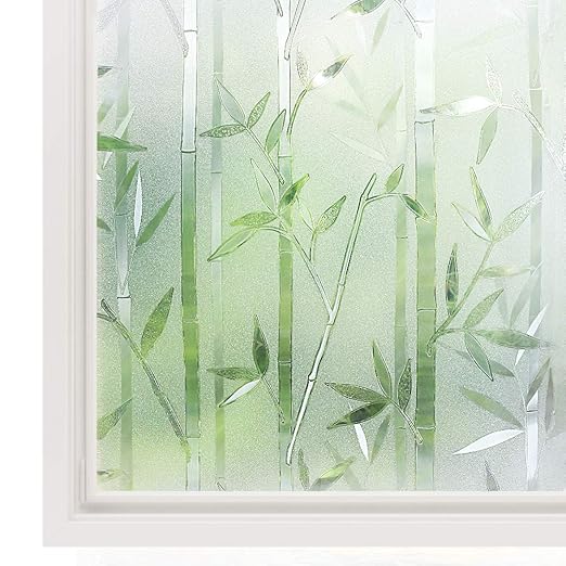 rabbitgoo 3D Statisch Haftende Fensterfolie Bambus Dekofolie Sichtschutzfolie Fensterschutzfolie Selbsthaftend Anti-UV 60 * 2