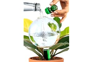 GARDENBRO Plant Watering Globes XL with Metal Self Watering Planter Insert - Premium 16 Oz Glass Self Watering Globes Hand-Blown for Indoor Plants - Automatic Plant Waterer Gift Idea for Gardeners (1 Globe)