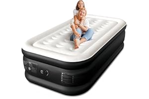 CHERIMOR Matelas gonflable pour lit simple XL avec pompe intégrée, confort surélevé de 45,7 cm, longueur de 203,2 cm, test d'