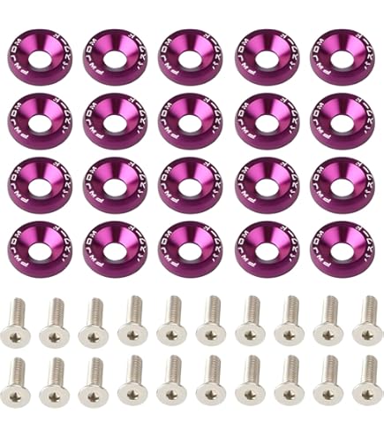 Purple 20 Pcs Aluminum Fender Washer/Bolt Engine Bay Dress Up Kit