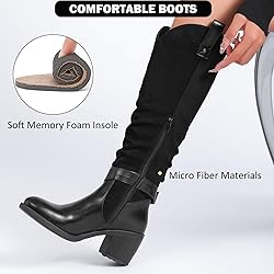 Ruiee Women's Heeled Knee High Boots, Chunky Block