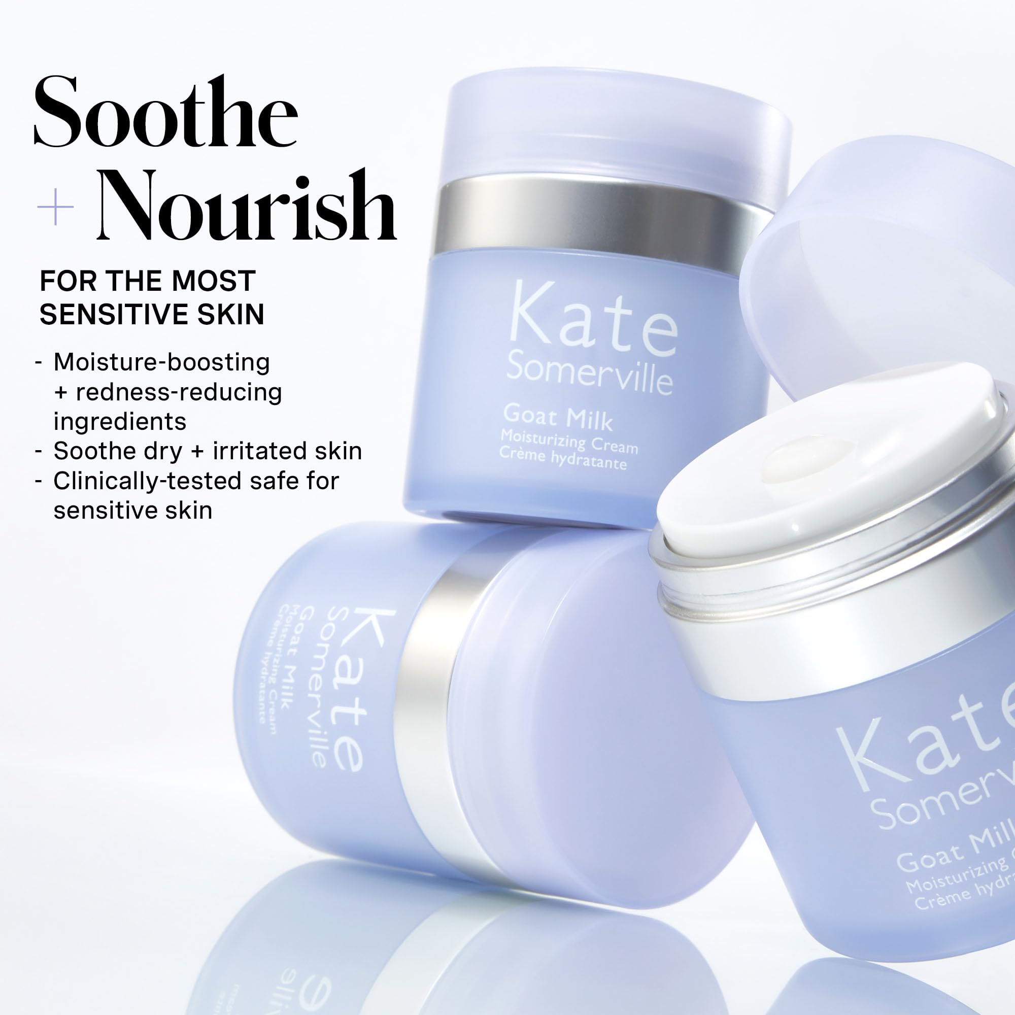 Kate Somerville Goat Milk Moisturizing Cream - Deeply Hydrating Daily Face Moisturizer for Dry, Tight, and Sensitive Skin, 1.7 Fl Oz