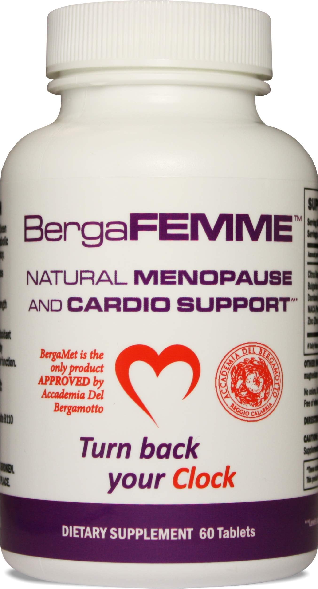 BergaFEMME Women's Menopause Relief 60 Tablets. Mood & Hot Flashes, Increase Metabolism, Mega Energy, Weight Loss, Night Sweats, Cholesterol & Blood Pressure, Clinical Trials, Non-GMO & Gluten Free