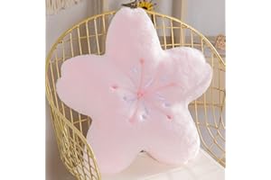 Cherry Blossom Floor Throw Pillow, 18inch Pink Kawaii Decorative Seating Plush Cushions Play Mat, Flower Plant Pillow for Bed