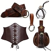 A ANGG Renaissance Belt,5 Pcs Renaissance Accessories Women Medieval Belt Potion Bottle Corset Pouch, Halloween Accessories