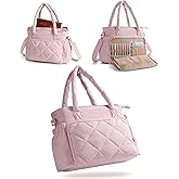 Marscamd Puffer Bible Bag with Crossbody Strap and Water Bottle Pockets, Quilted Bible Tote Church Bag for Women