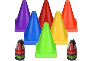 Leelosp 48 Pack 7" or 9" Plastic Traffic Cones Agility Field Marker Soccer/Safety/Sports/Training Cones for Skating Basketball Football Practice Drills Themed Party Decorations