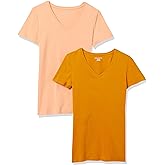 Amazon Essentials Women's Regular-Fit Short-Sleeve T-Shirt (Crewneck and V-Neck Options), Multipacks