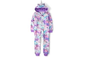 The Children's Place Girls' Long Sleeve Fleece Zip Up One Piece Pajama