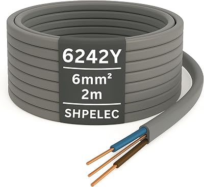 SHPELEC 6mm Twin and Earth with Earth Sleeving 2m Premium PVC Cable