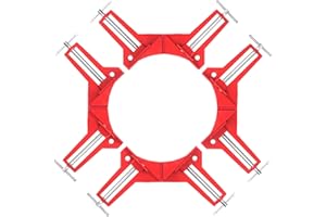 Swpeet 4Pcs 3" Aluminum Alloy Red 90 Degree Right Angle Corner Clamp, Fish Tank Glass Clip Holder, Capacity Angle Frame Clamp