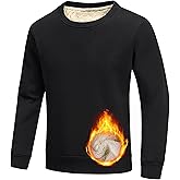 Faleave Men's Sherpa Lined Sweatshirt Fleece Crewneck Winter Thermal Thick Pullover Top