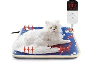 MILIFUN Pet Heating Pad for Cats Dogs, Cat Heating Pad for Indoor Warming Mat, Waterproof Heating Pad with Auto Power Off, Adjustable Temperature and Constant Heating, Pet Warming Pad, 20" X 20"