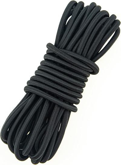 Fantasyon 4mm Black Elastic Cord 5m Bungee Rope Round Drawstring DIY Camping