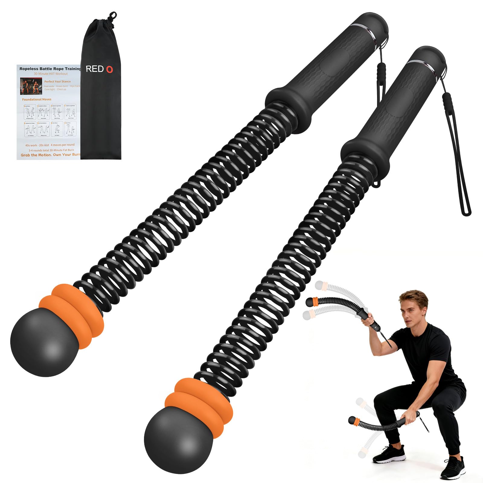 Red O Weighted Ropeless Battle Ropes — Portable Arm Exerciser with ...