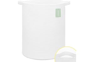 BOSROTY Large Laundry Hamper Basket for Girls Boys Kids 72L, Nursery Hamper, Blanket Basket, Clothes Basket Laundry, Tall Laundry Basket, Woven Storage Basket, Toy Basket, 16”x 22”, White