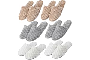LILIGLORIS 6/10/12 pairs Spa Slippers for Guests, Washable Reusable Disposable Slippers for Women Men, Jacquard Fleece Closed-Toe Design for Hotel, Bathroom, Bedroom, Wedding, Travel, SPA Bulk Slippers for Guest Use