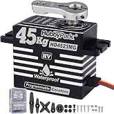 HobbyPark Waterproof RC Servo High Torque Coreless Motor Metal Gear Digital Servo Aluminum Case Parts for 1/8 1/10 RC Crawler SCX10 TRX4 RC Truck RC Car Buggy Basher Control Angle 180&deg; (45kg Torque)