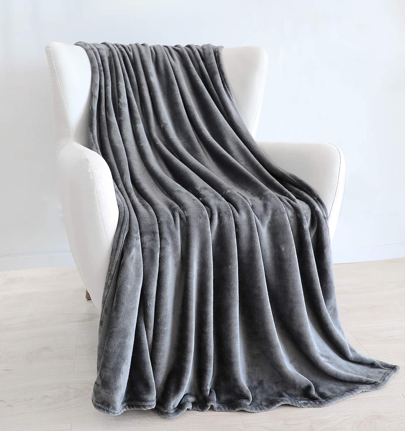 TASTHROW Large Flannel Fleece Throw Blanket, 50×70 Inch - Cozy Lightweight Thick Blanket - All Seasons Suitable for Women, Men and Kids (Grey): Kitchen & Dining