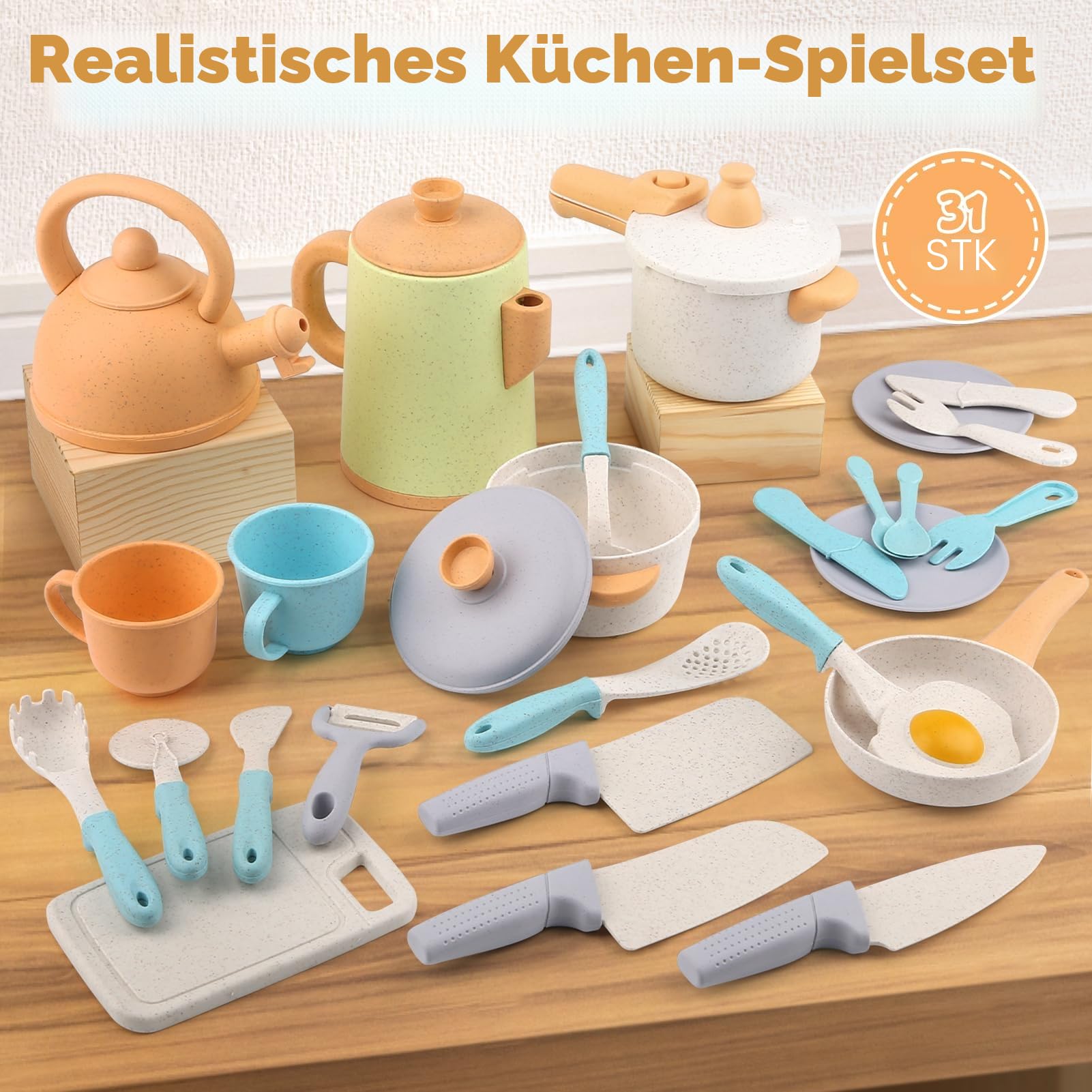 Dreamon Matschküche Zubehör Outdoor Kinderküche Spielküche Zubehör Kinder Töpfe Und Pan Set 31PCS Küchen Rollenspiele Weihnachten Geschenk für ab 3 4 5 6 Jahren 5
