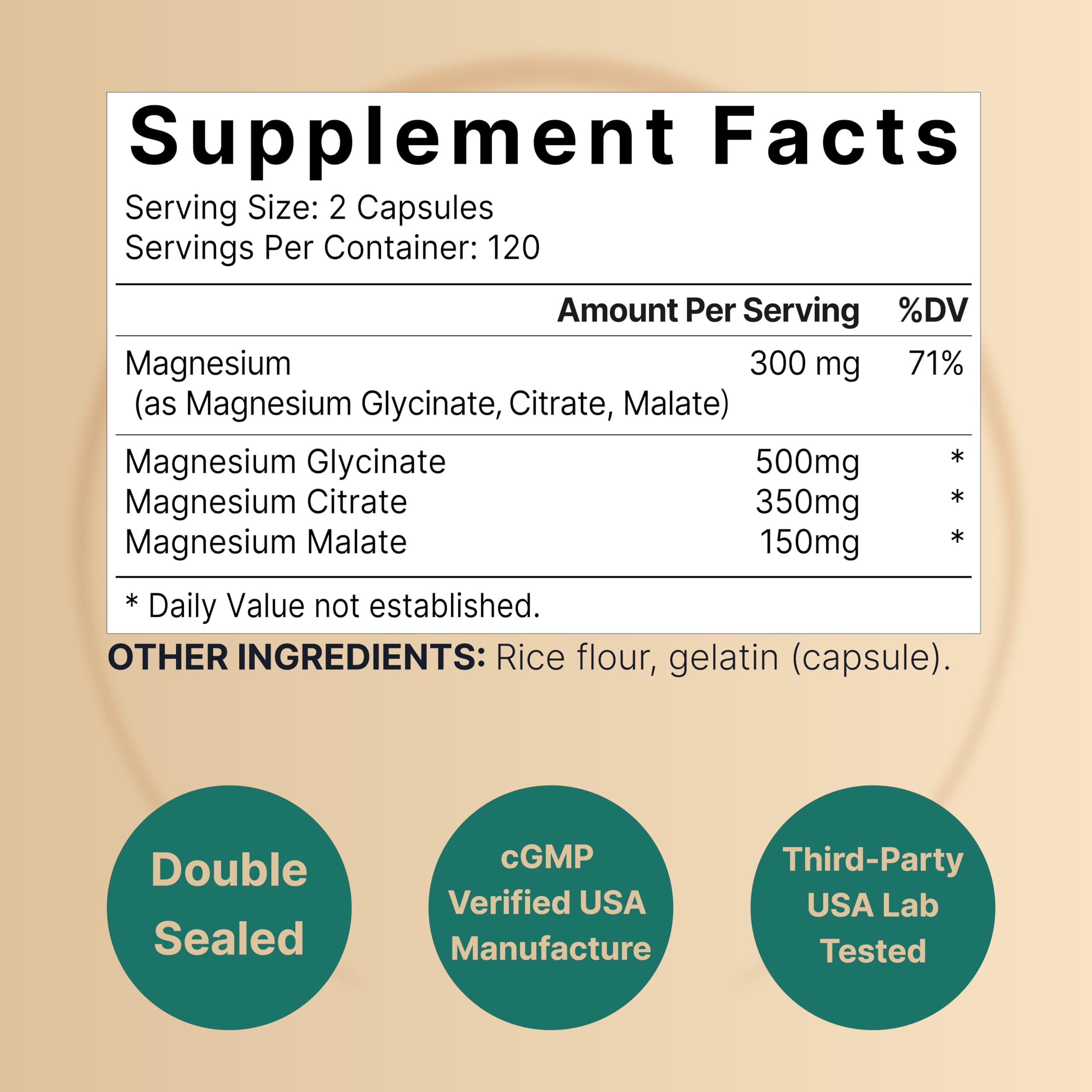Magnesium Complex 1,000mg, 240 Capsules | Triple Magnesium Complex with Glycinate, Citrate, Malate | Chelated & Purified | Bone, Heart & Muscle Support | Non-GMO