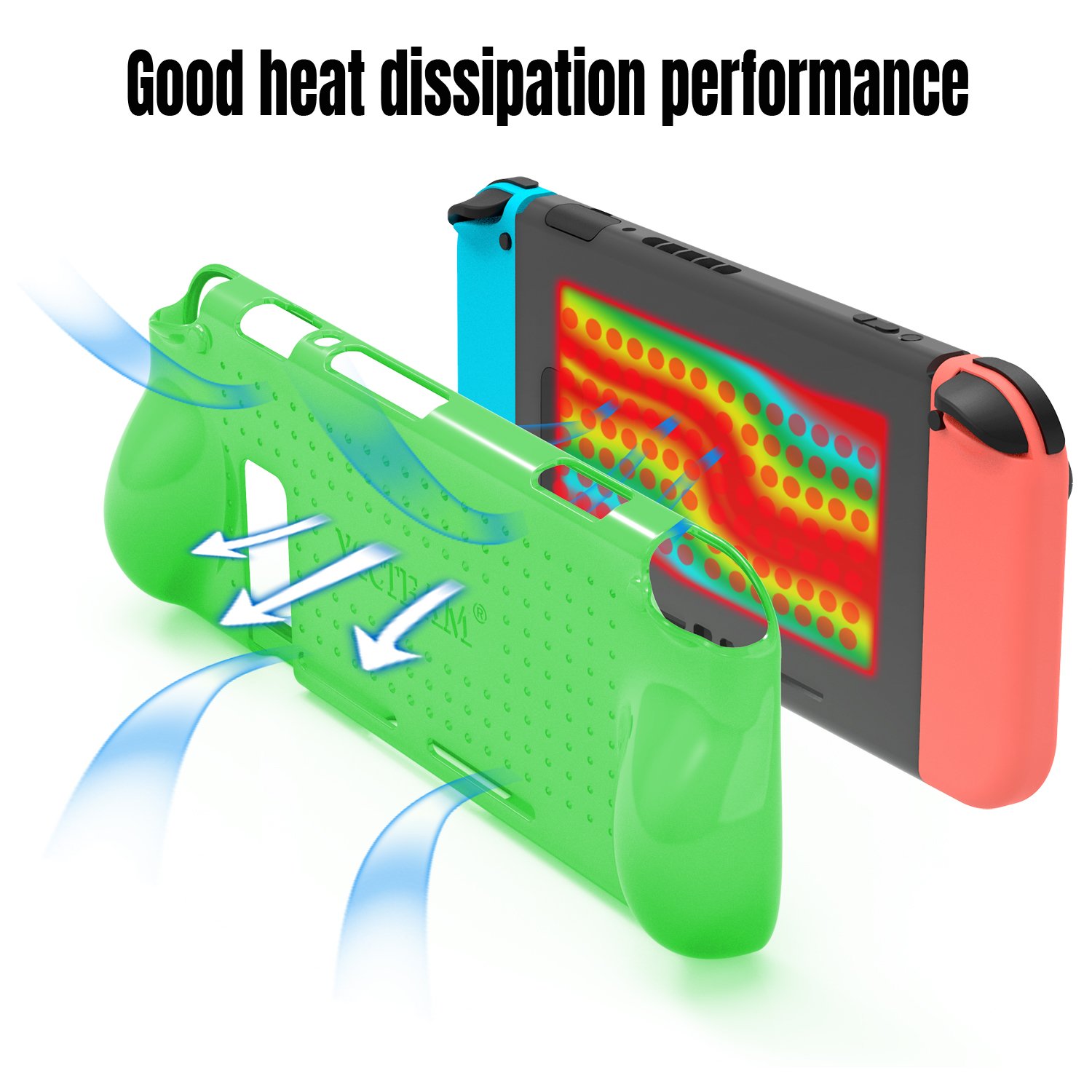 Protective Case for Nintendo Switch, Comfortable Soft TPU Full Body Protection Shock Absorption Heat Dissipation Design Cover Case for Nintendo Switch (Green)