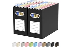 Oterri Cardboard File Organizer Box for Hanging File Folders Letter Size,File Box for Computer Desk,File Cabinet,Working Home,Office,Classroom (Black, Letter Size - 2 Packs)